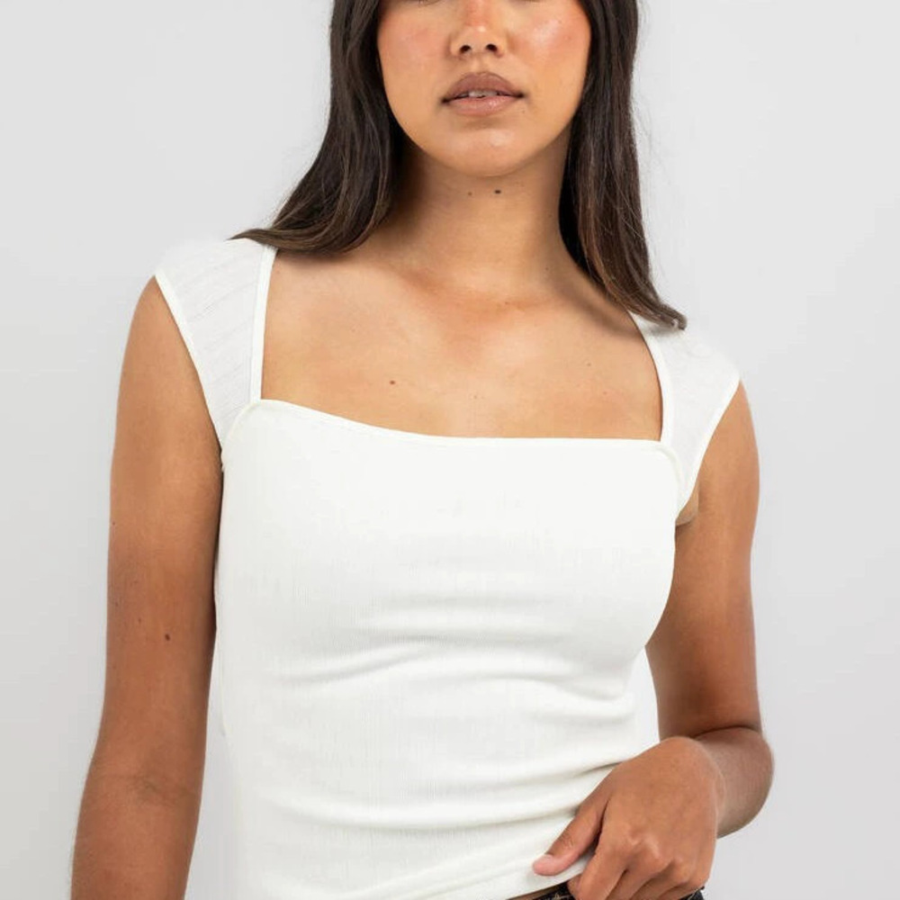 Zara Summer Solid Color Square Neck Sleeveless Fitted Crop Top
